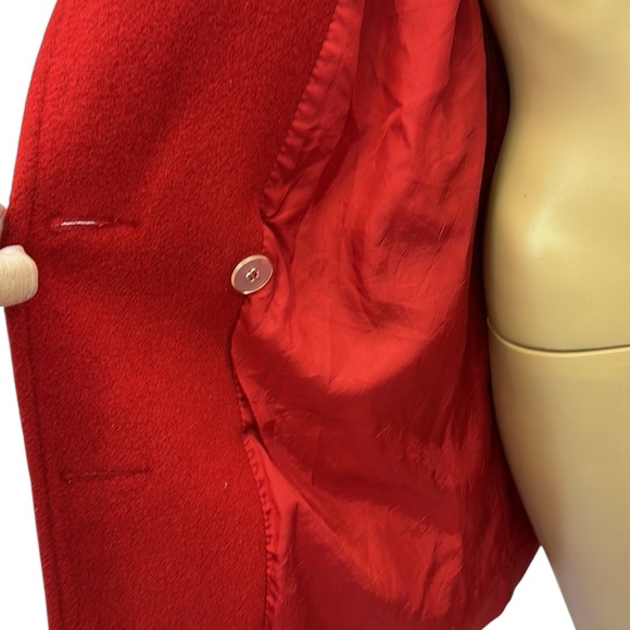 Herman Kay Vintage Red Wool Double Breasted Coat with Shoulder Pads Womens 12 - Picture 7 of 13